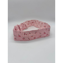 Bandeau rayures rose et fleurs