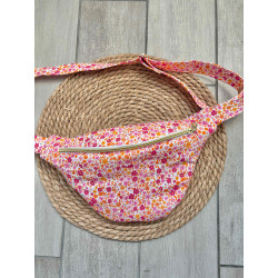 Sac banane fleurs orange/rose