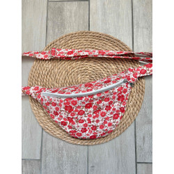 Sac banane fleurs rouges