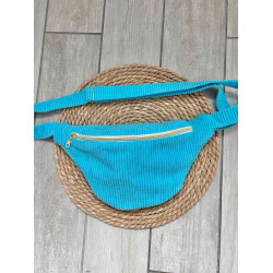 Sac banane velours côtelé bleu flash