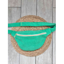 Sac banane velours côtelé vert flash