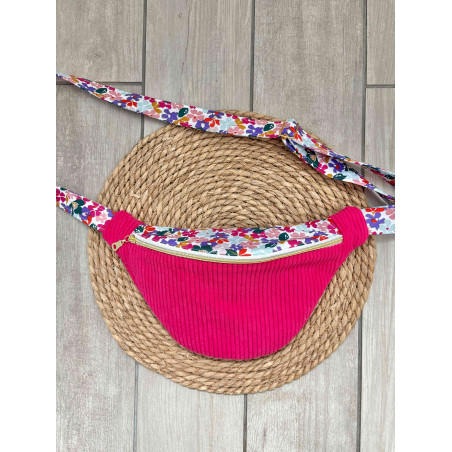 Sac banane bi matière rose flash