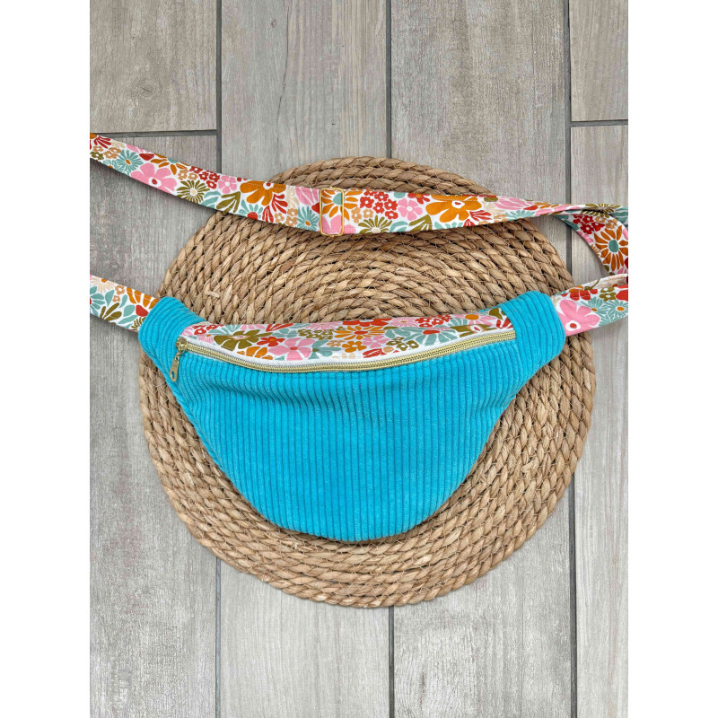 Sac banane bi matière bleu flash