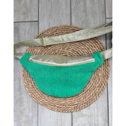 Sac banane bi matière vert flash et doré