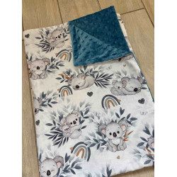 Couverture minky  koalas bleu