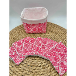 Panier et ses lingettes géométrie rose