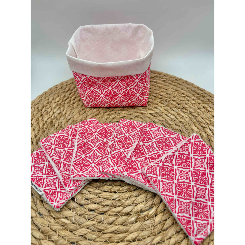 Panier et ses lingettes géométrie rose