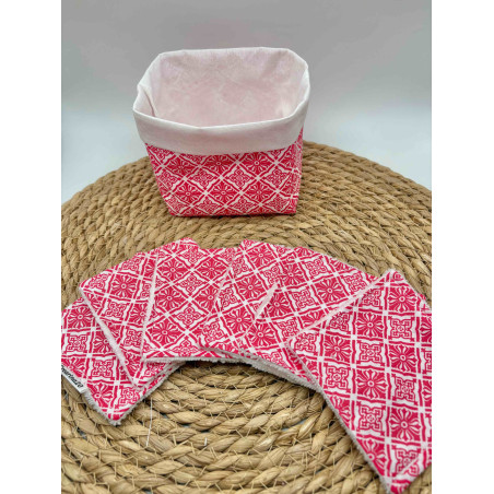 Panier et ses lingettes géométrie rose