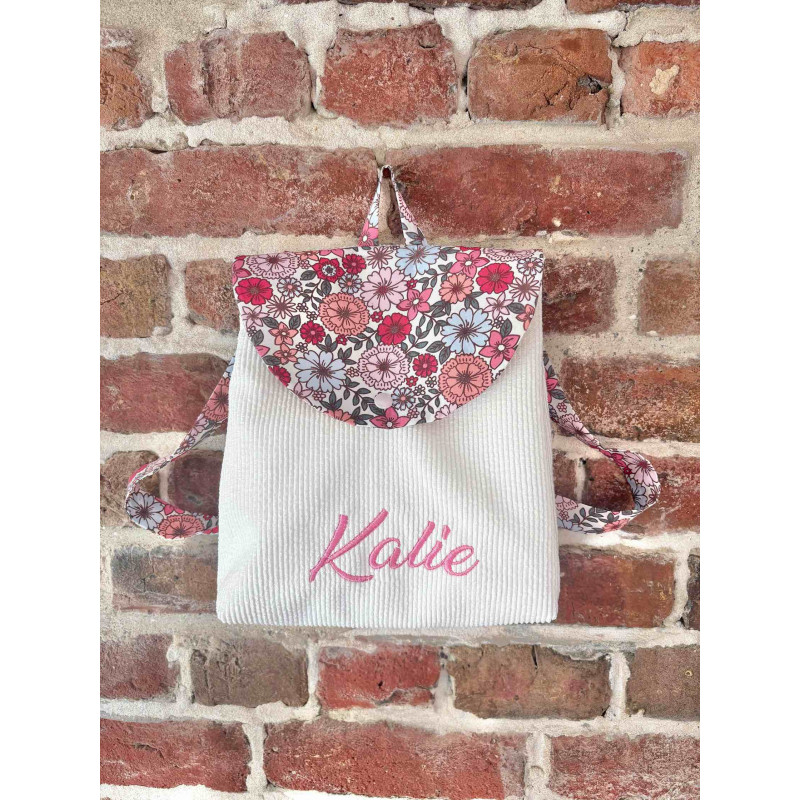 Sac à dos fleurs blanc