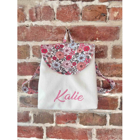 Sac à dos fleurs blanc