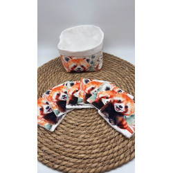 Panier et ses lingettes lavables panda roux