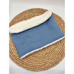 Snood/ tour de cou chaud double gaze bleu