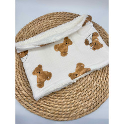 Snood/ tour de cou chaud double gaze ours, peluche