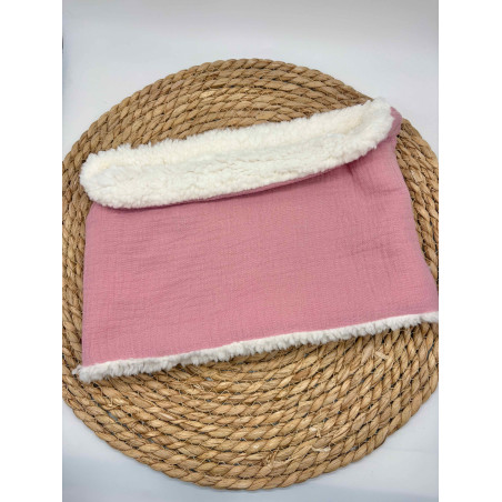 Snood/ tour de cou chaud double gaze rose