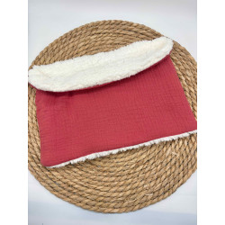 Snood/ tour de cou chaud double gaze framboise