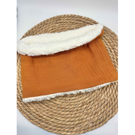 Snood/ tour de cou chaud double gaze camel