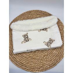 Snood/ tour de cou chaud double gaze peluche