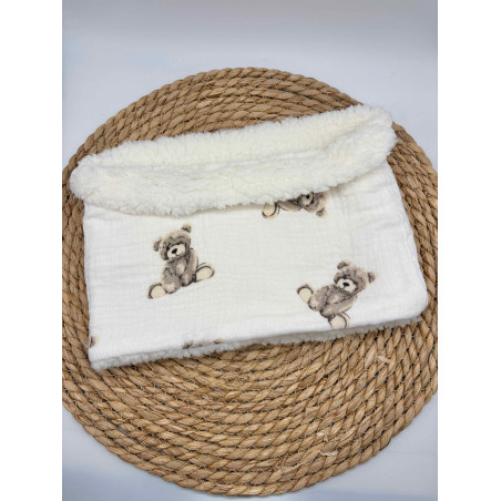 Snood/ tour de cou chaud double gaze peluche