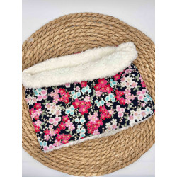 Snood/ tour de cou fleurs fond noir