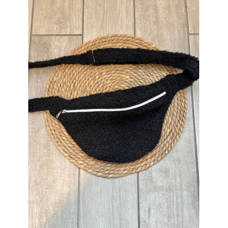 Sac banane moumoute noire et argent