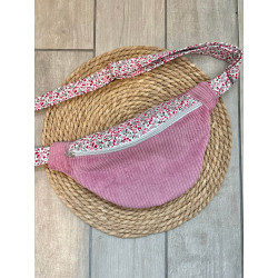 Sac banane bi matière rose et liberty