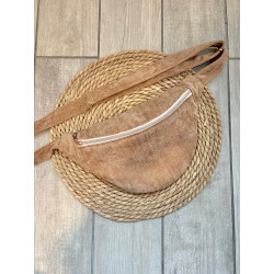 Sac banane velours côtelé marron