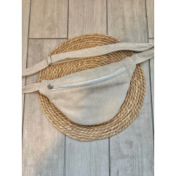 Sac banane velours côtelé beige