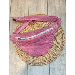 Sac banane velours côtelé rose
