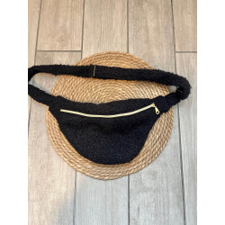 Sac banane moumoute noire et doré