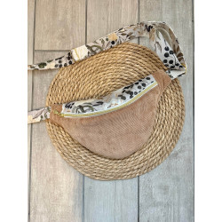 Sac banane bi matière fleurs camel