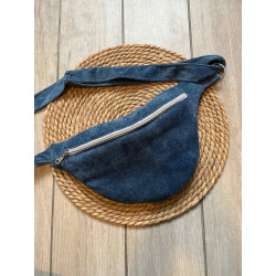 Sac banane velours côtelé bleu marine