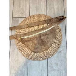 Sac banane simili cuir craquelé marron