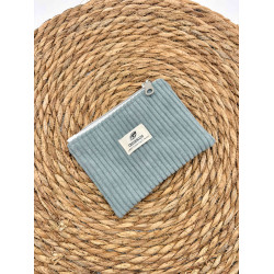 Porte monnaie velours côtelé bleu