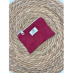 Porte monnaie velours côtelé bordeaux