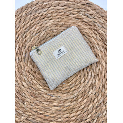 Porte monnaie velours côtelé or