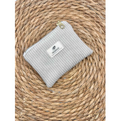 Porte monnaie velours côtelé beige