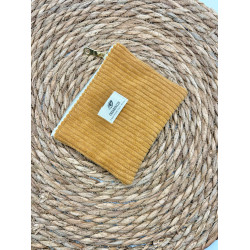 Porte monnaie velours côtelé camel