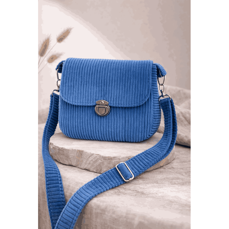 Sac à main velours côtelé bleu