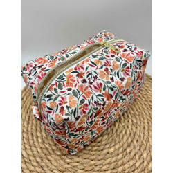 Trousse de toilette fleurs aquarelle orange