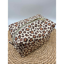 Trousse de toilette léopard fond crème