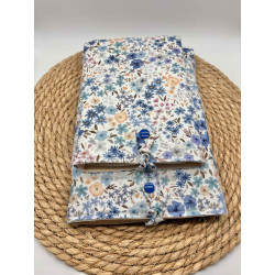 Pochette à livres Poche ou Broché fleurs bleu