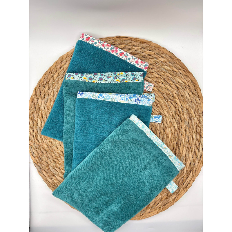 Gant de toilette bambou bleu canard