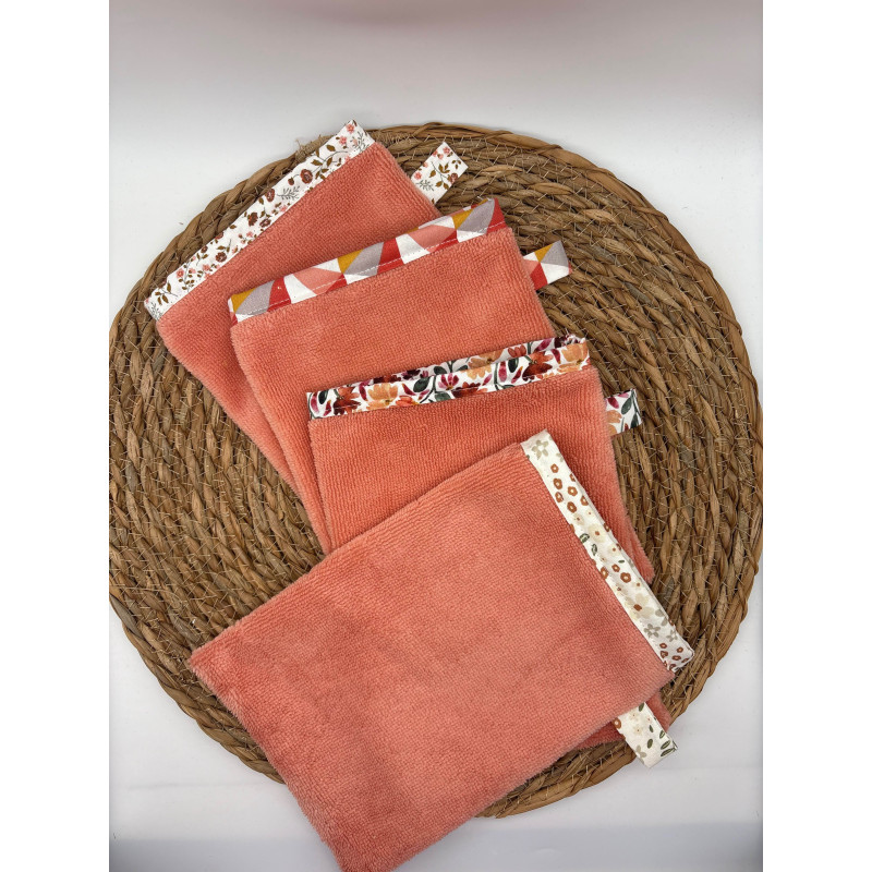 Gant de toilette bambou pêche