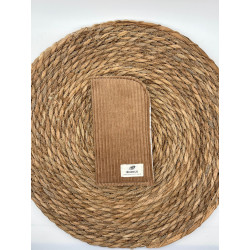 Pochette à lunettes velours côtelé marron