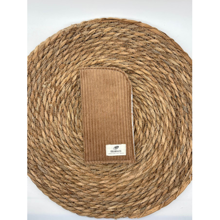 Pochette à lunettes velours côtelé marron