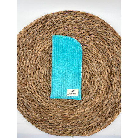 Pochette à lunettes velours côtelé bleu flash