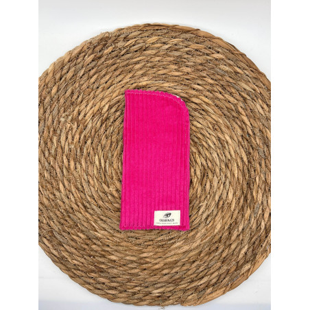 Pochette à lunettes velours côtelé rose flash