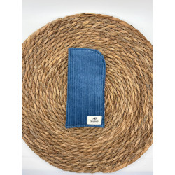 Pochette à lunettes velours côtelé bleu