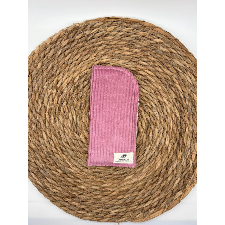 Pochette à lunettes velours côtelé rose