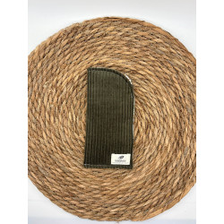 Pochette à lunettes velours côtelé kaki